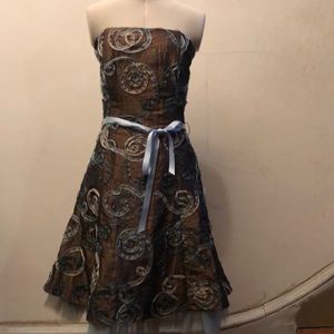 Vintage Jessica McClintock Made in USA Iridescent Strapless Tulle Dress - size 8